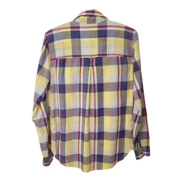 AE Yellow and Blue Boyfriend Fit Long Sleeve Button Up - Size Small - Picture 4 of 6